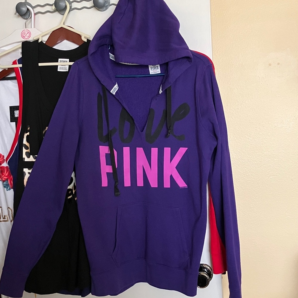 🔥VS Pink Y2K graphic hoodie vintage pullover sz M EUC
